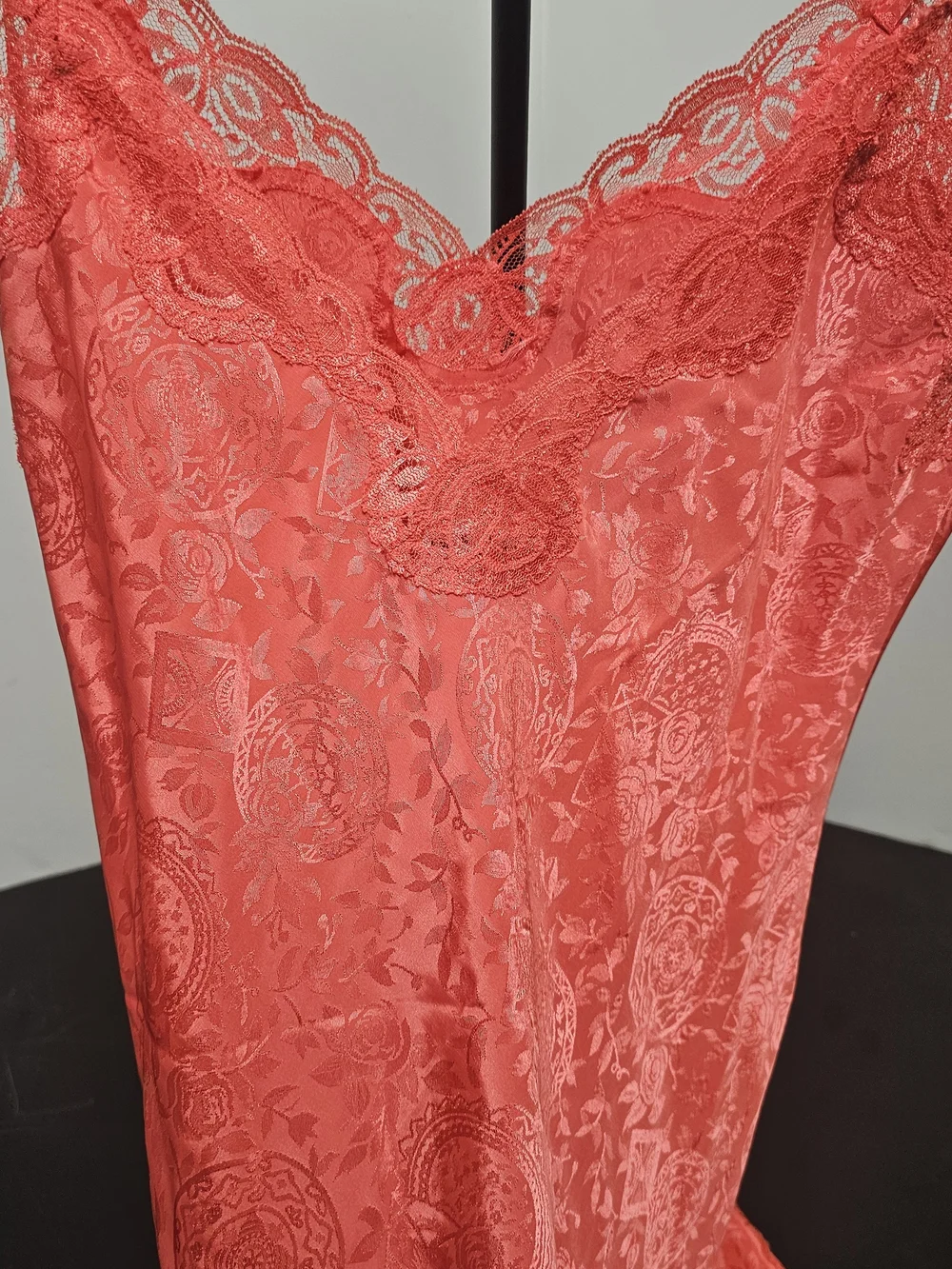 Victoria's Secret Coral-Red Lace Chemise